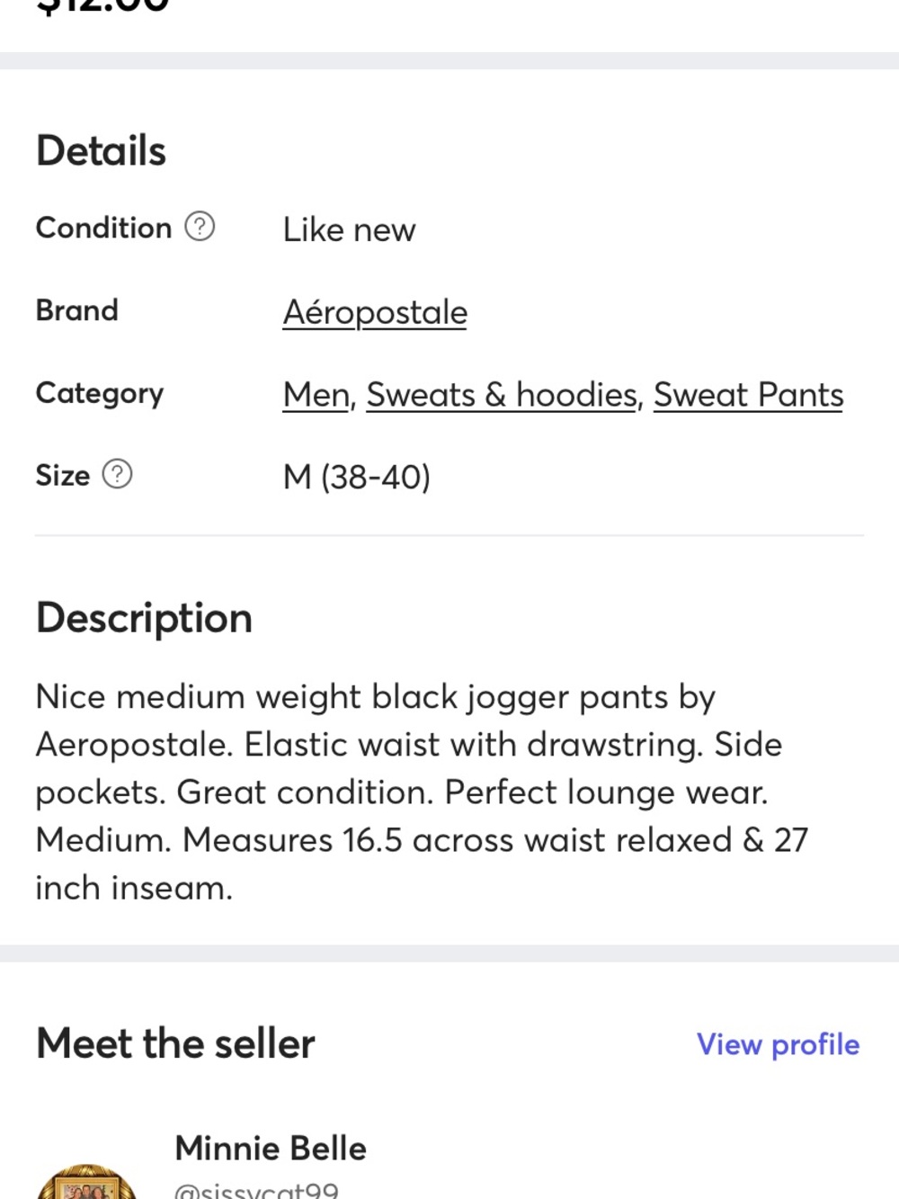 Aeropostale Black AERO Logo Sweatpants Joggers Lounge Pants - Picture 8 of 8